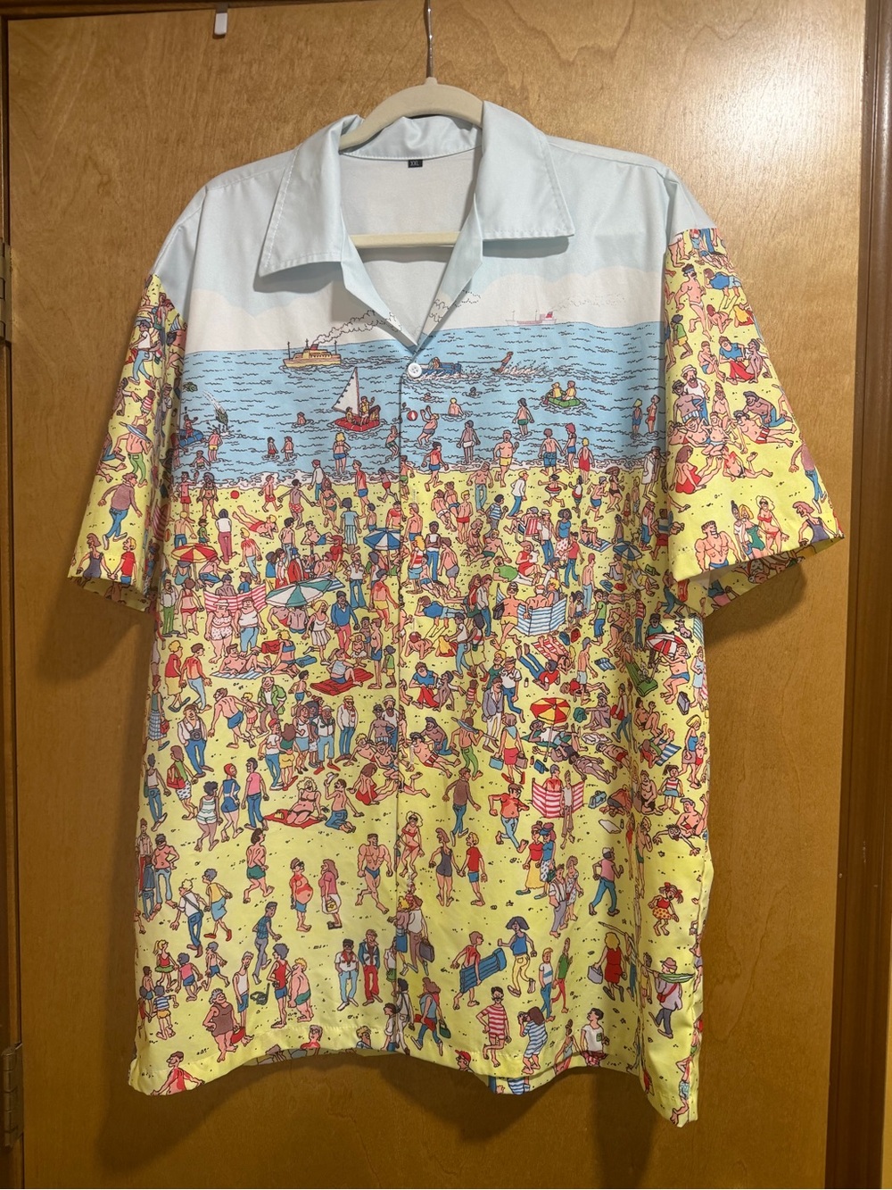 Casual Yellow Beach Print Short-Sleeve Shirt
